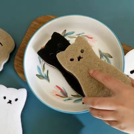 Cat design cleaning sponge 4pcs